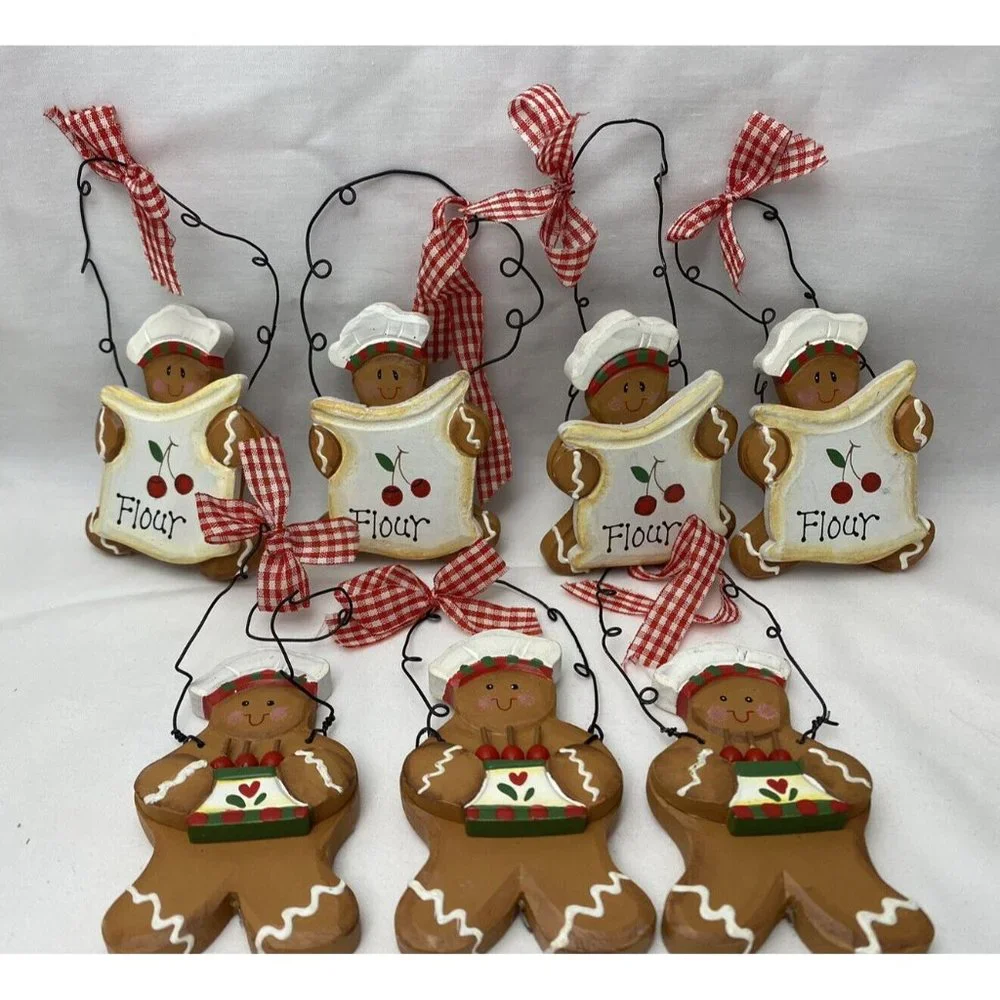 Kurt Adler Hand Painted Gingerbread Christmas Ornament Bakers Baking Lot (7) - Picture 1 of 7